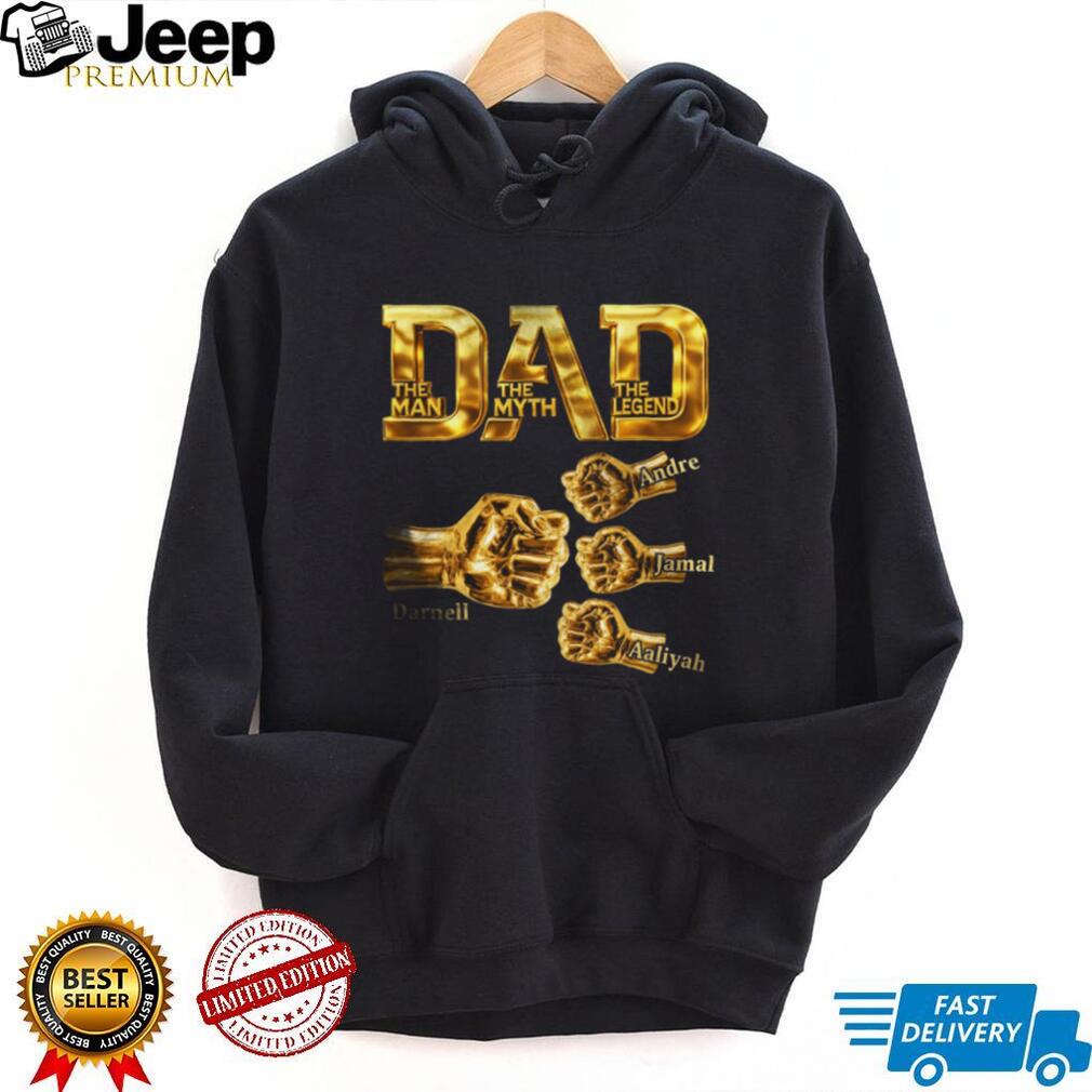 Gold Dad The Man The Myth The Legend Personalized Fist Bump Graphic T Shirt