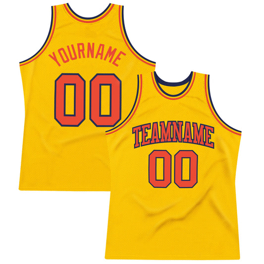 Custom Gold Orange-Navy Authentic Throwback Basketball Jersey T-Shirts, Hoodie, Sweatshirt | WearSparks.com (Image 1)