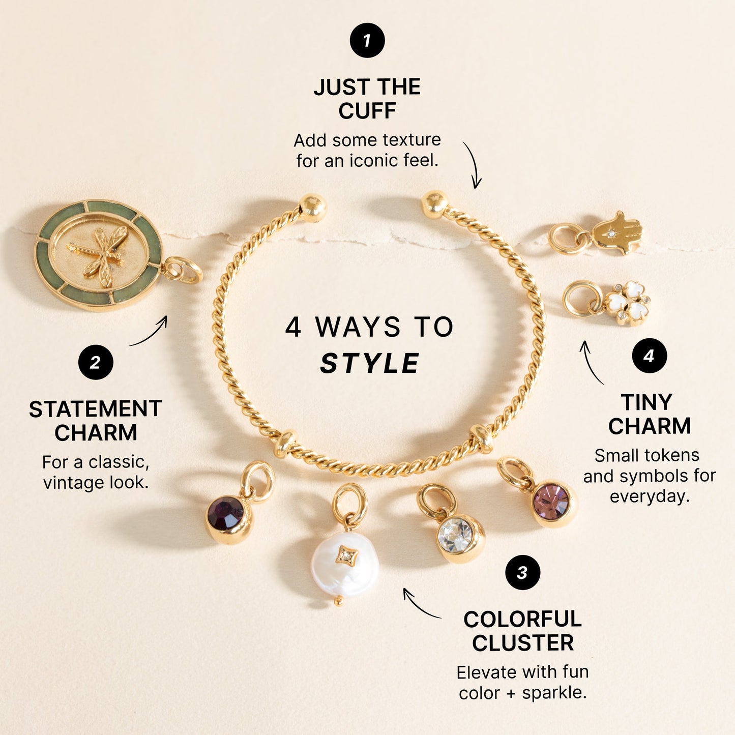 French Rope Charm Bracelet Cuff