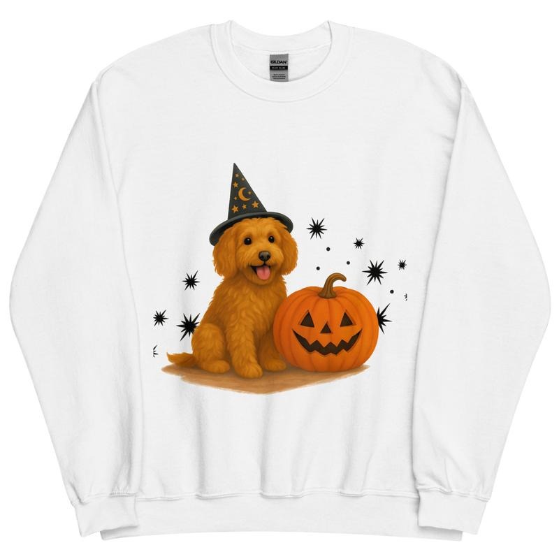 Golden Doodle Halloween Witchy Dogs Sweatshirt ~ Unisex Apparel Relaxed Fit Printed In The USA Clothing Womenswear Casual Comfort Cotton Top Athletic Boho Chi