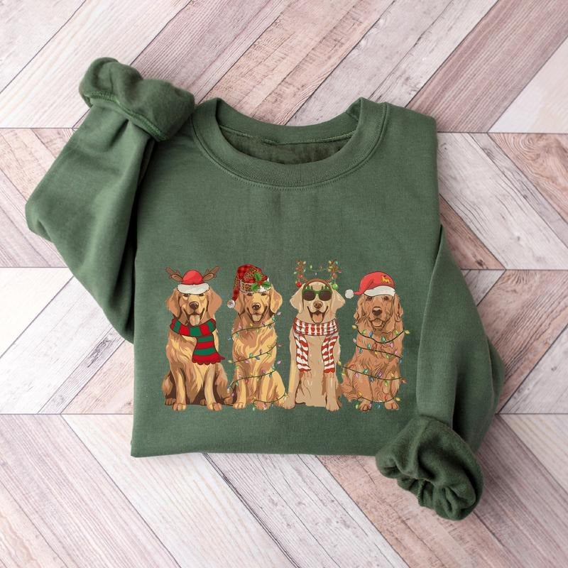 Golden Retriever Christmas Sweatshirt, Dog Christmas Shirt, Golden Mom Tshirt, Gift for Dog Lover, Holiday Sweater, New Year Shirt, Xmas Tee
