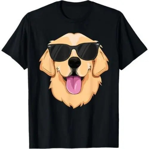 Golden Retriever T-Shirt for Men Sunglasses Pet T-Shirt Made in USA