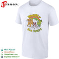 Golden retriever puppy and sock goblins beware rainbow shirt