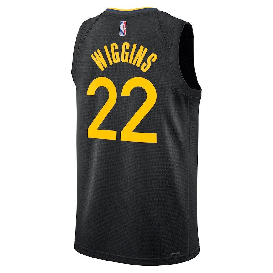 Golden State Warriors #22 Andrew Wiggins Unisex 202425 Swingman Player Jersey - Statement Edition - Black Style 1