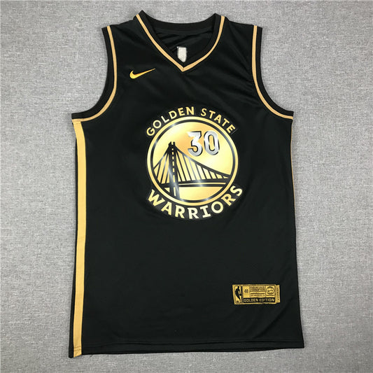 Golden State Warriors #30 Stephen Curry New Black Gold Style 2