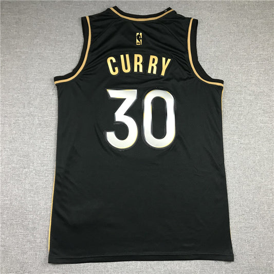 Golden State Warriors #30 Stephen Curry New Warriors 30 Black Gold Style 1