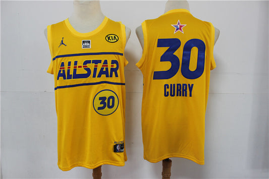 Golden State Warriors #30 Stephen Curry Warriors 30 # 20-21 Season All-Star Yellow Jersey -- With Logo