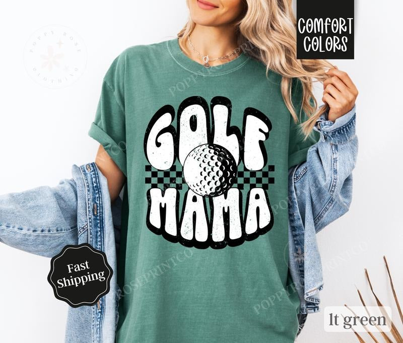 Golf Mama Shirt Comfort Colors, Retro Gameday Tshirt, Womens Golf Tee, Womenswear Oversized Crewneck