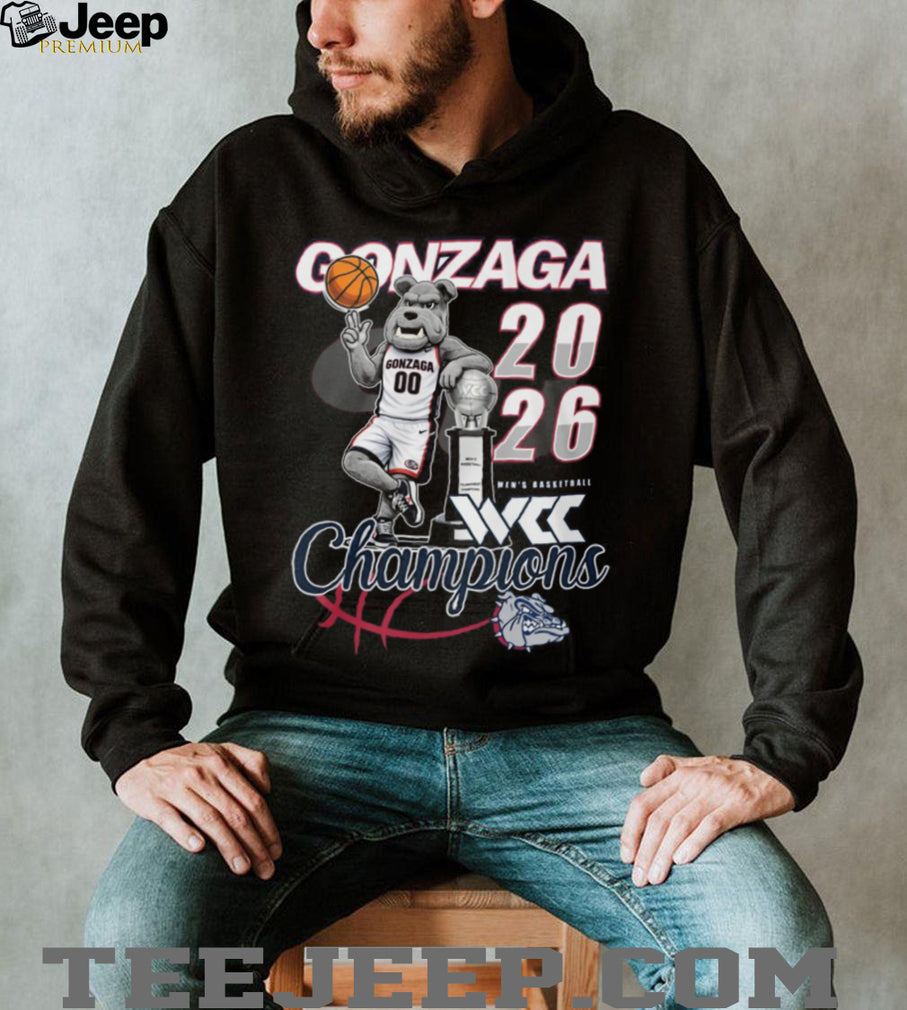 Gonzaga Bulldogs 2026 WCC Basketball Champions Mascot Trophy Graphic T Shirt