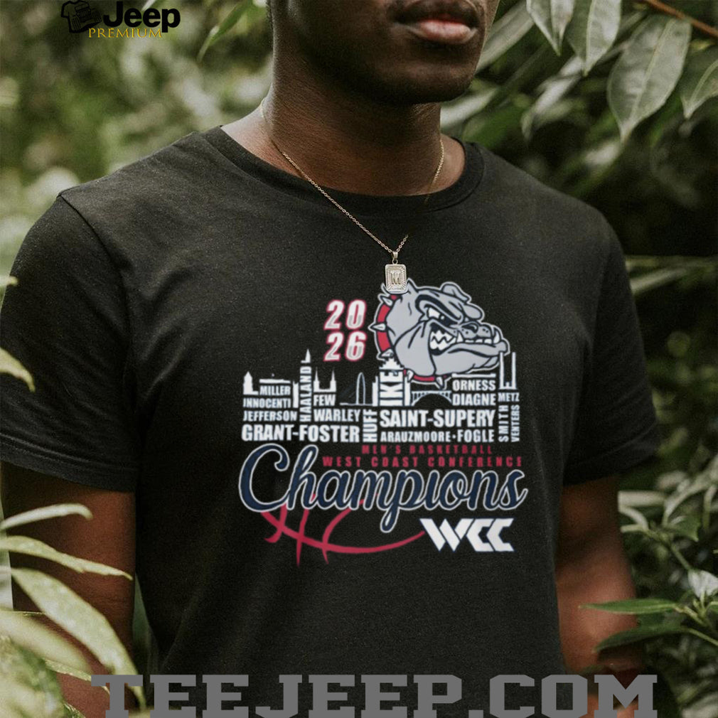 Gonzaga Bulldogs 2026 WCC Men’s Basketball Champions Roster Graphic T Shirt