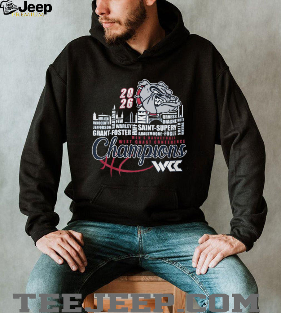 Gonzaga Bulldogs 2026 WCC Men’s Basketball Champions Roster Graphic T Shirt