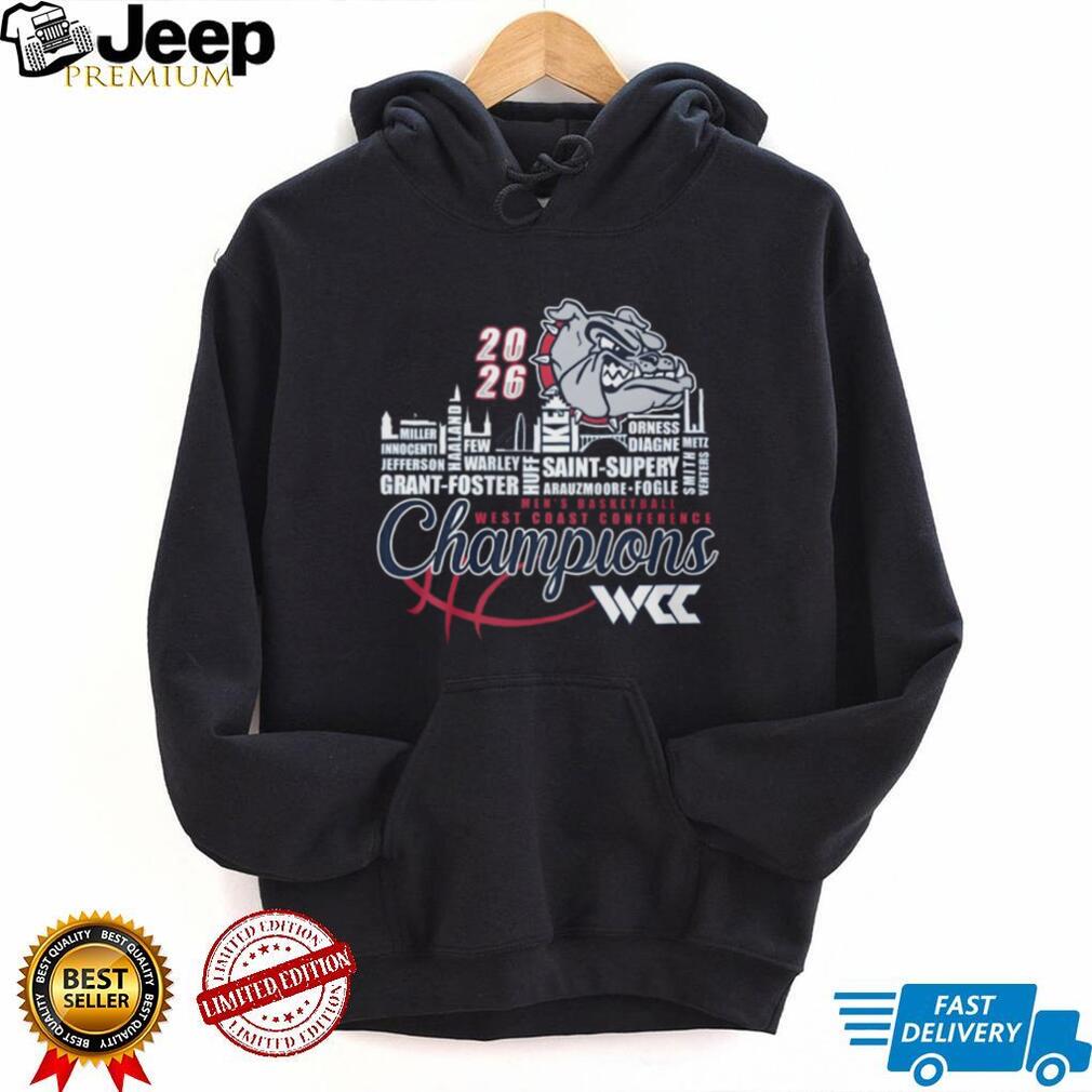Gonzaga Bulldogs 2026 WCC Men’s Basketball Champions Roster Graphic T Shirt
