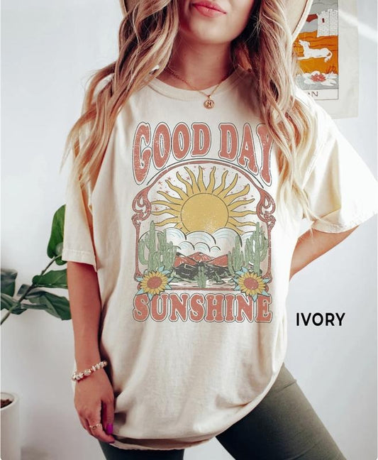 Good Day Sunshine Shirt Aesthetic Tee Sunshine Shirt Retro Summer Shirt, Popular Summer Shirt, Preppy Summer Shirt, Sunshine T-Shirt Menswear Top Underwear Man Tshirt Streetwear Shoe Crewneck Round Neck Tropical