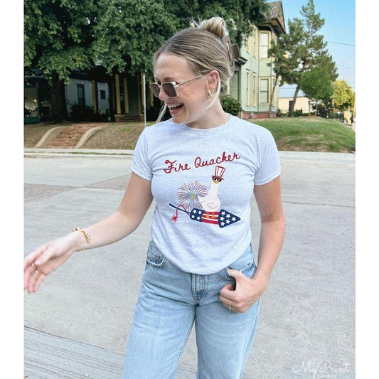 Goose Firequacker 4th Of July Baby Tee, Independence Day Y2K Shirt USA, Funny Fourth of July Baby Tee, Patriotic Shirt with American Flag