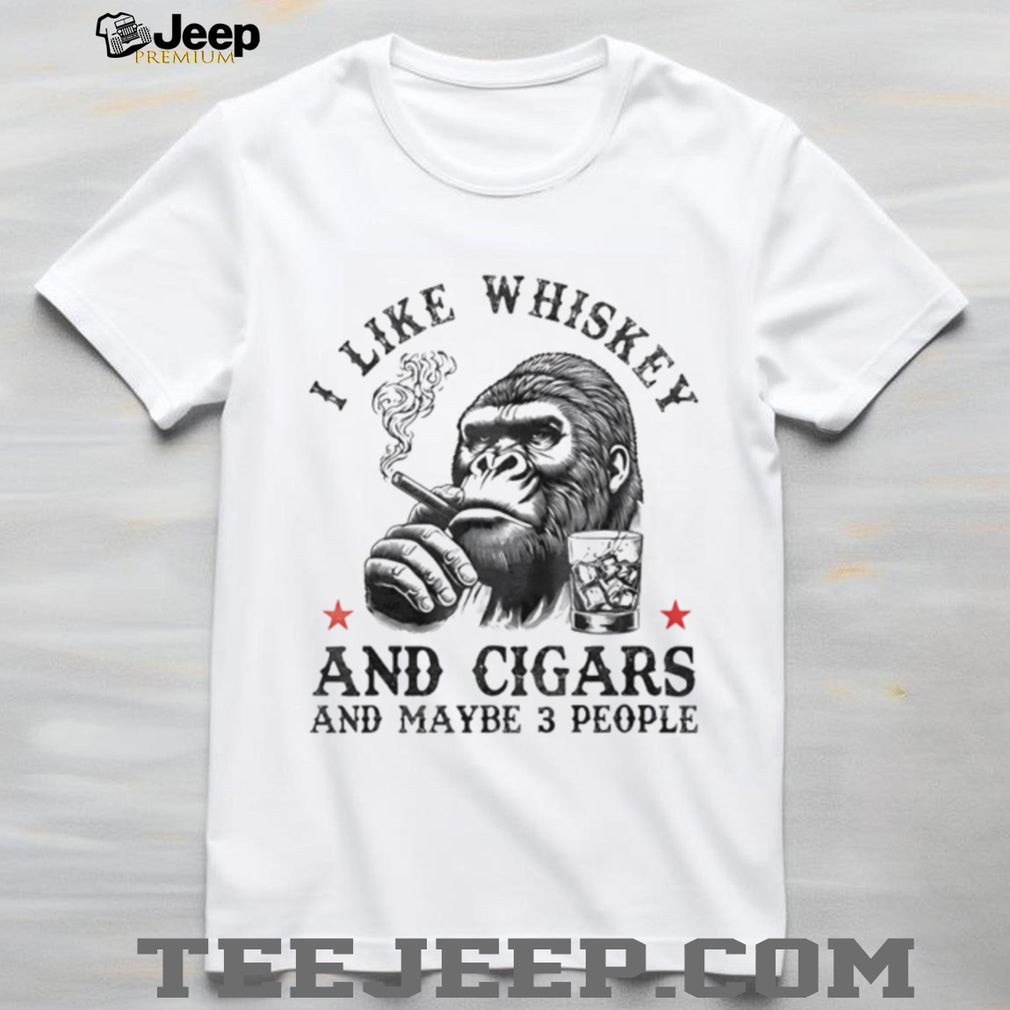 Gorilla I Like Whiskey And Cigars And Maybe 3 People Retro Graphic T Shirt