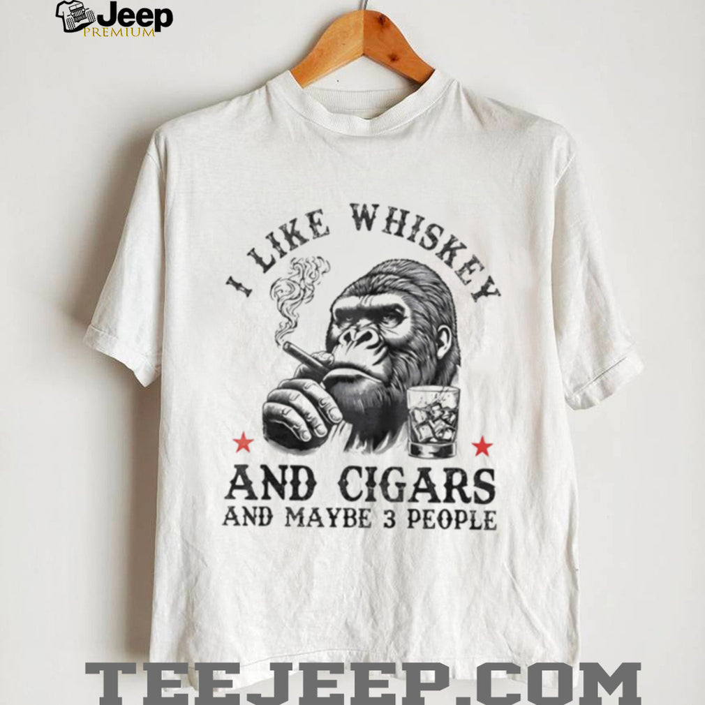 Gorilla I Like Whiskey And Cigars And Maybe 3 People Retro Graphic T Shirt