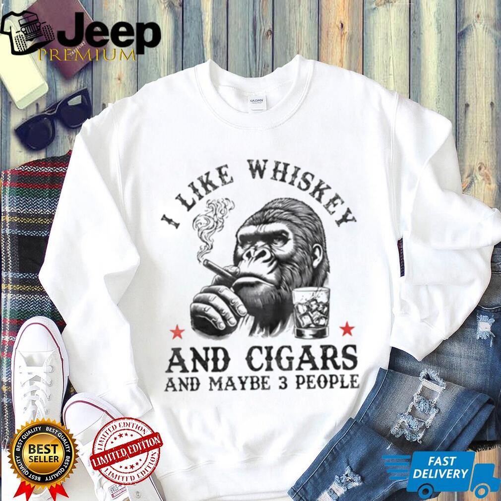 Gorilla I Like Whiskey And Cigars And Maybe 3 People Retro Graphic T Shirt