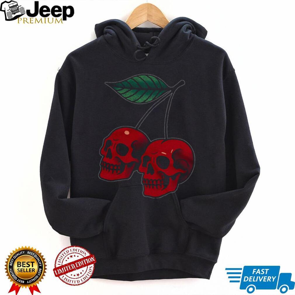 Gothic Skull Cherries Tattoo Style Graphic T Shirt