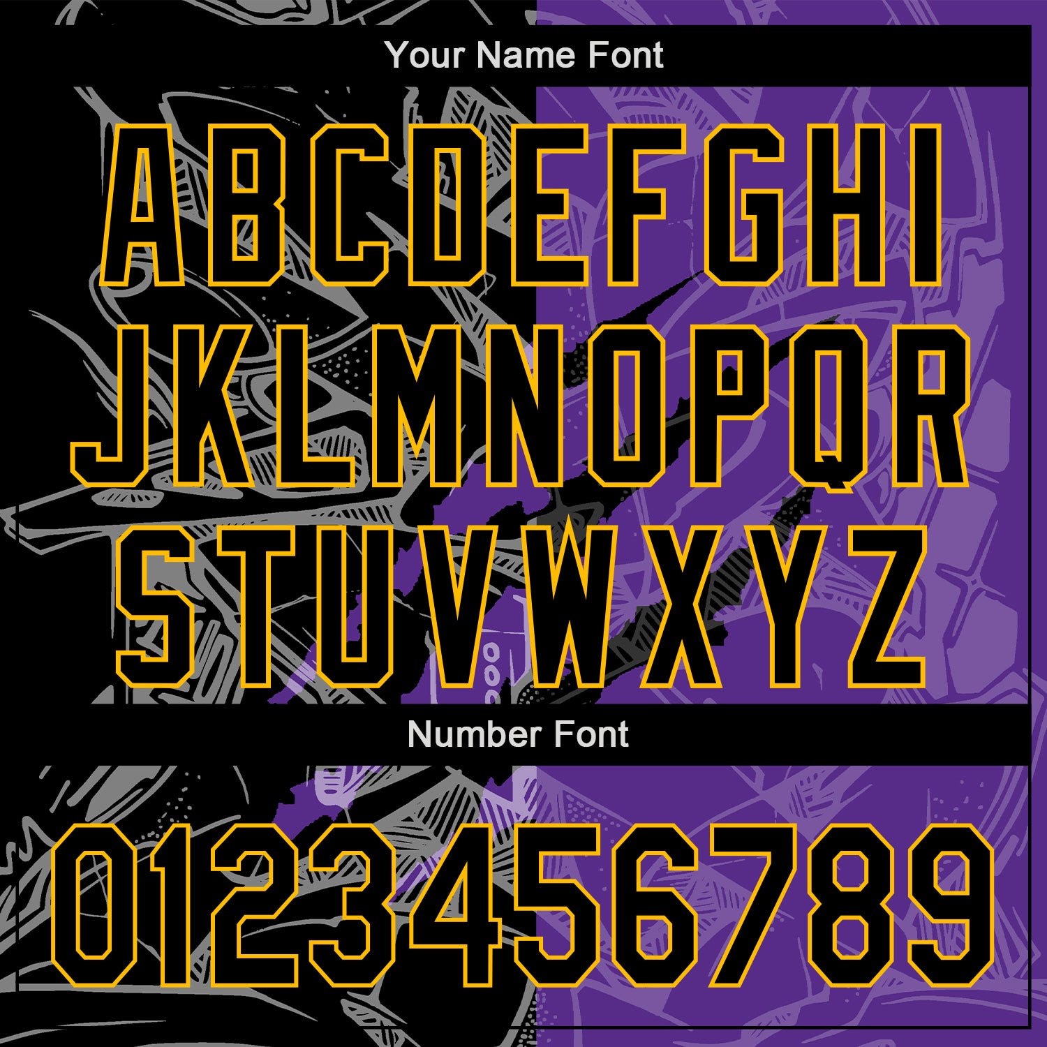 Custom Graffiti Pattern Black Purple-Gold 3D Scratch Authentic Baseball Jersey