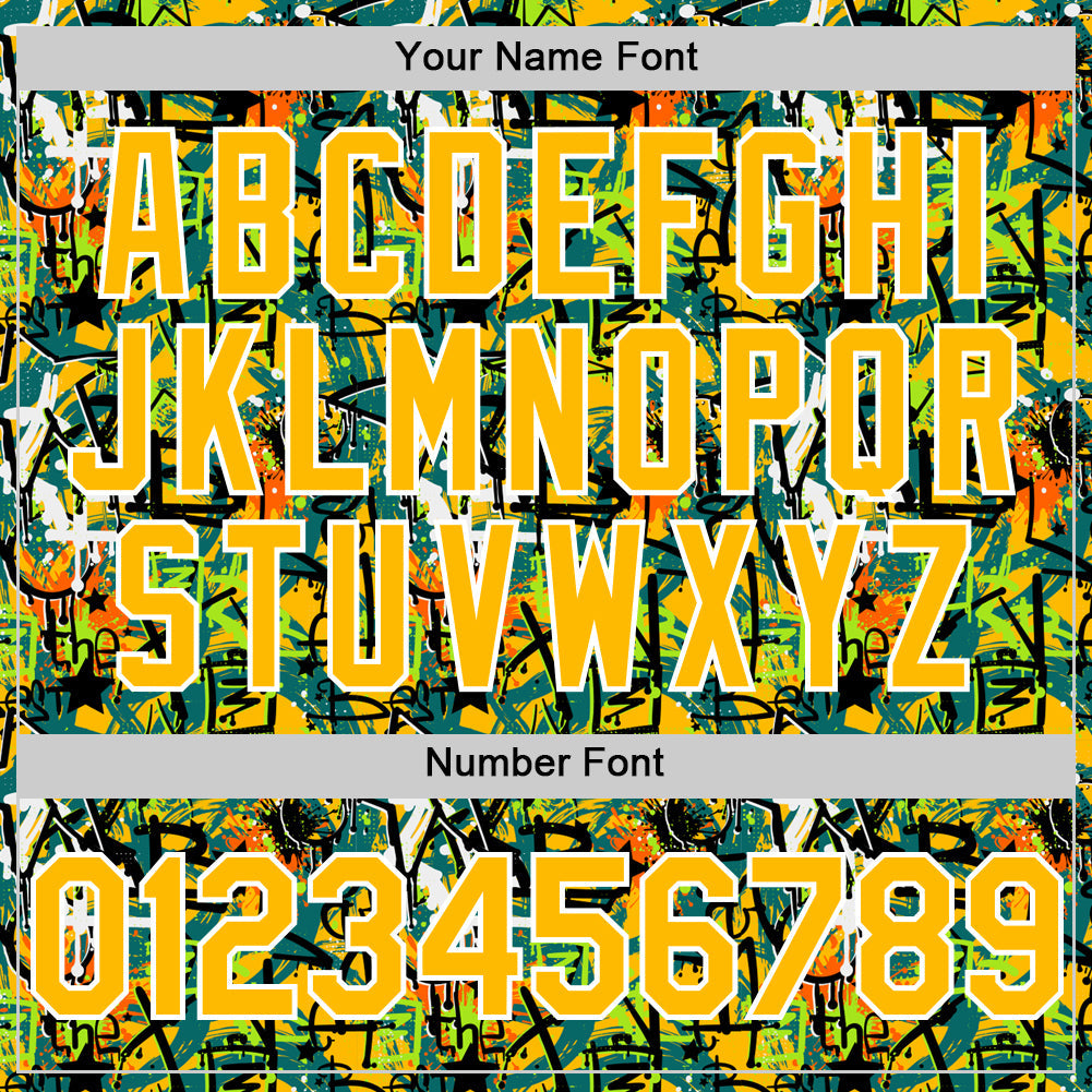 Custom Graffiti Pattern Gold-White Splatter Authentic Baseball Jersey