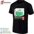 Graham Moodswings man resting legs on desk shirt