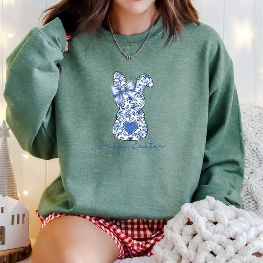 Grand Millenial Easter Bunny Printed Sweatshirt, Easter Bunny Sweatshirt, Grand Millenial Easter Bunny Sweater, Printed Comfort Colors T-Shirt, Full Color Print