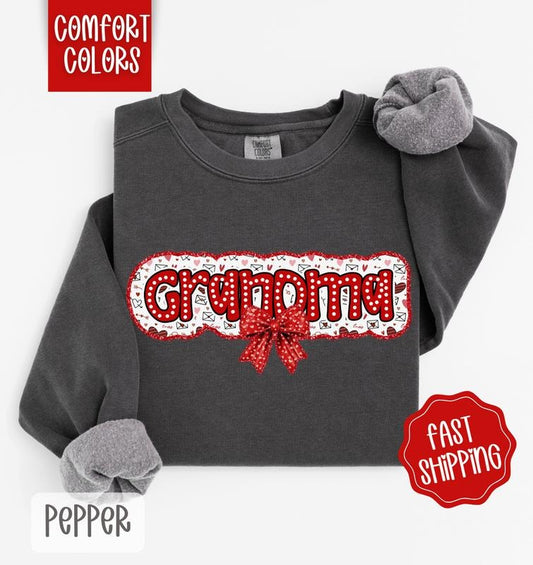 Grandma  Valentine Comfort Colors Sweatshirt, Valentine's Day Women's Crewneck, Cute Women's Sweater