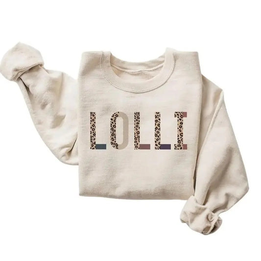 Grandma Lolli Leopard Sweatshirt Grandma - Most Loved Lolli - Lolli To Be Gift Unisex Pullover Cotton