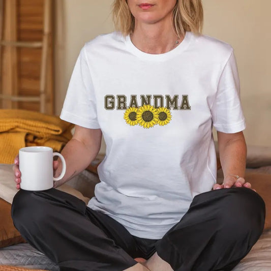 Grandma Shirt For Mother's Day Sunflower And Varsity Letters Strong Grandma Gift From The Grandkids