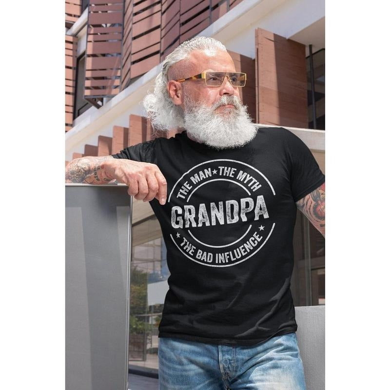 Grandpa Funny Gift T-shirt, Sarcastic Grandpa Bad influence, Funny Grandpa Shirt, Grandfather Shirt, Gifts for Grandpa from Granddaughter