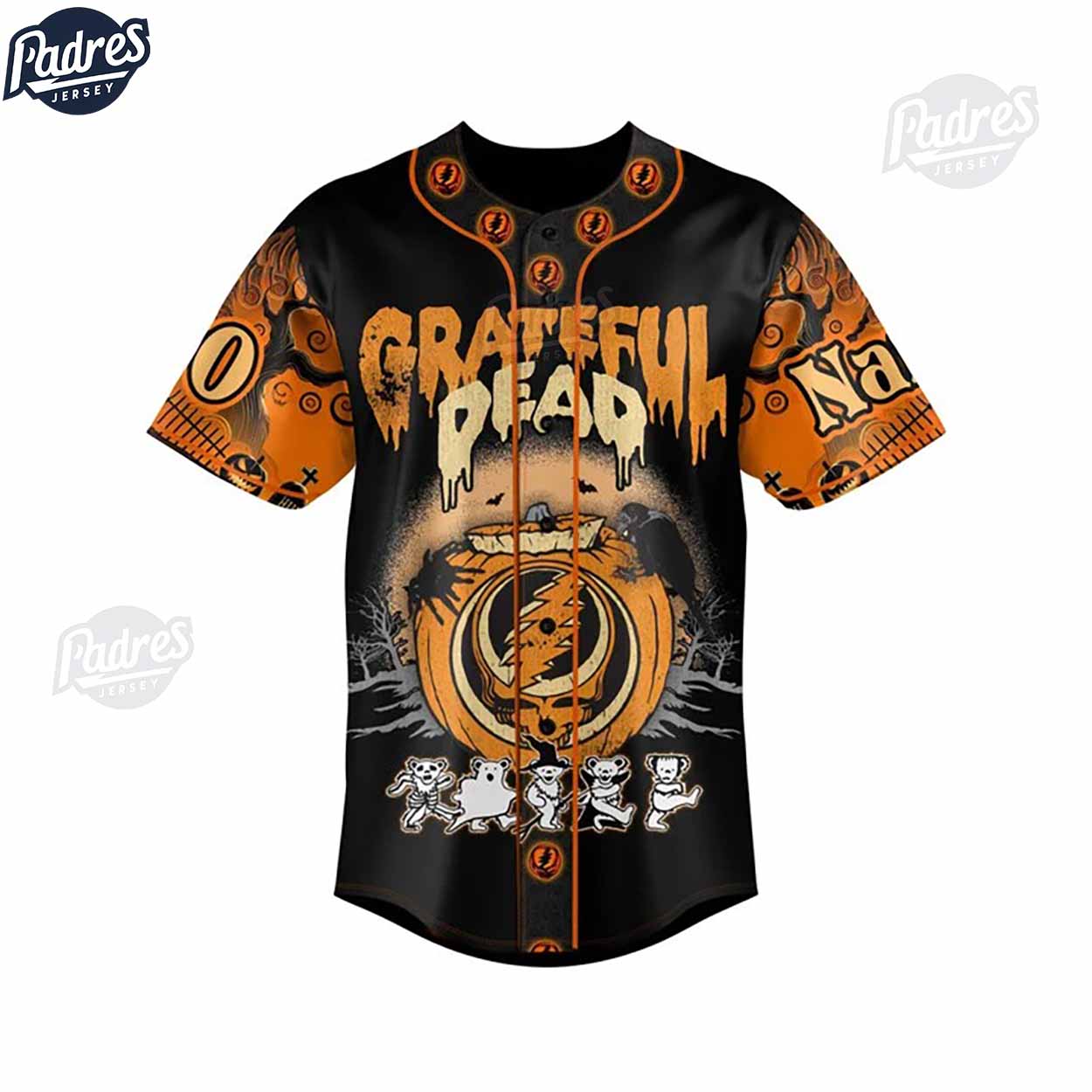 Grateful Dead Steal Your Face Right Off Your Head Custom Halloween Baseball Jersey - Padres Jersey Oasis:... (Image 2)