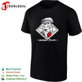 Grateful Dead skeleton skull wearing cap and sunglasses with red rose shirt