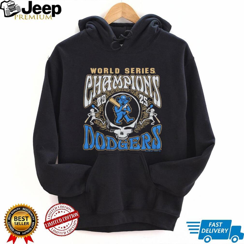 Grateful Dead x LA Dodgers 2025 World Series Champions Steal Your Face Black T shirt