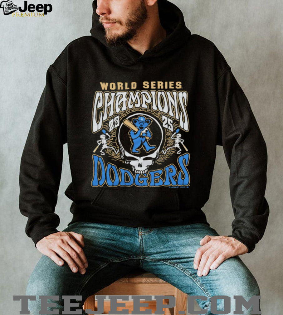 Grateful Dead x LA Dodgers 2025 World Series Champions Steal Your Face Black T shirt