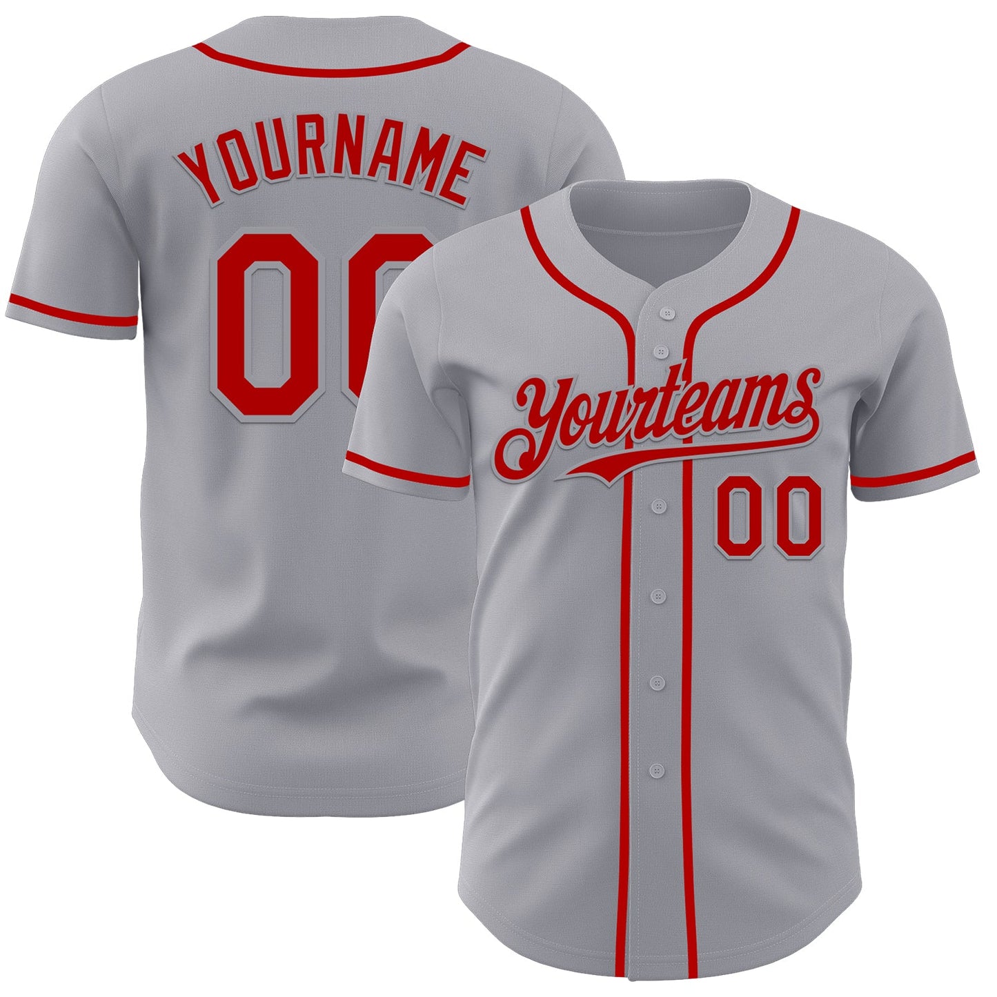 Custom Gray Red Authentic Baseball Jersey T-Shirts, Hoodie, Sweatshirt | WearSparks.com (Image 1)