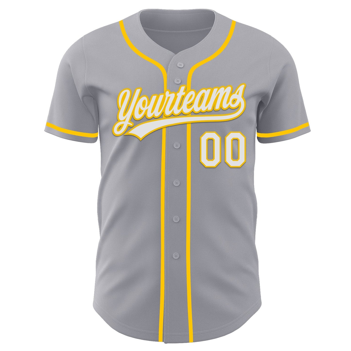 Custom Gray White-Yellow Authentic Baseball Jersey