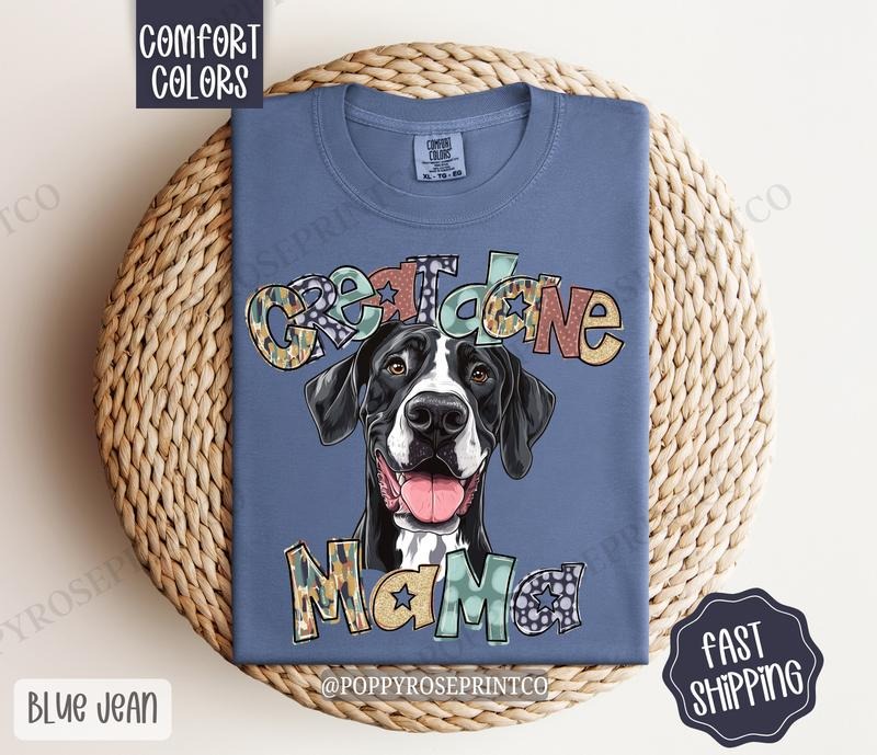 Great Dane Mama Comfort Colors, Dog Mom Tee, Cute Mama Women's Tshirt