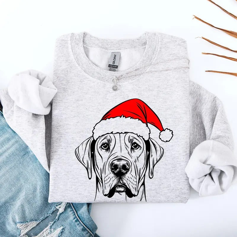 Great Dane, Santa, Dog, Christmas, Dog Lover, Pet Sweatshirt, Crew Neck, Women's, Crewneck T-Shirts, Hoodie | WearSparks.com