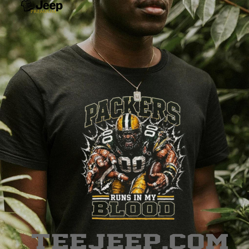 Green Bay Packers Football Runs In My Blood Fan Retro Vintage Men Shirt