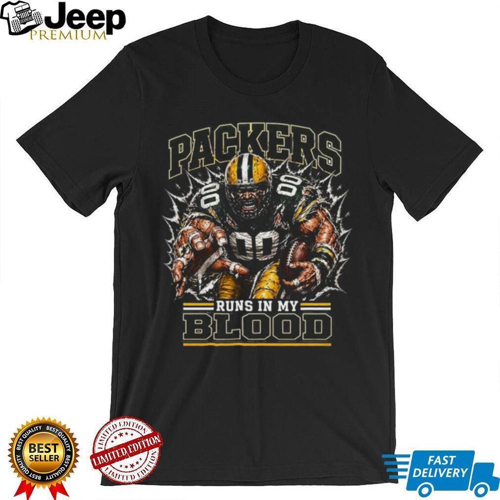 Green Bay Packers Football Runs In My Blood Fan Retro Vintage Men Shirt