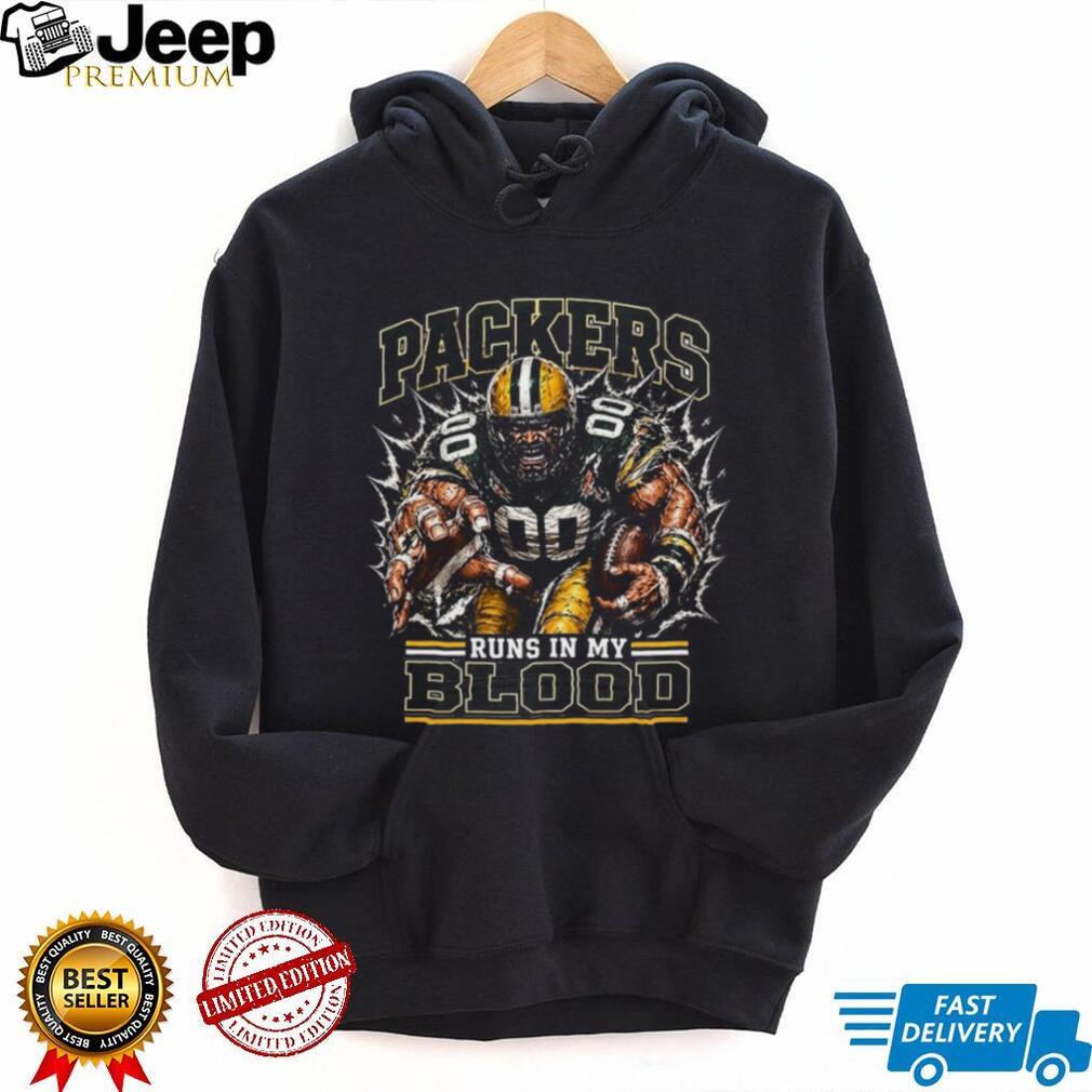 Green Bay Packers Football Runs In My Blood Fan Retro Vintage Men Shirt