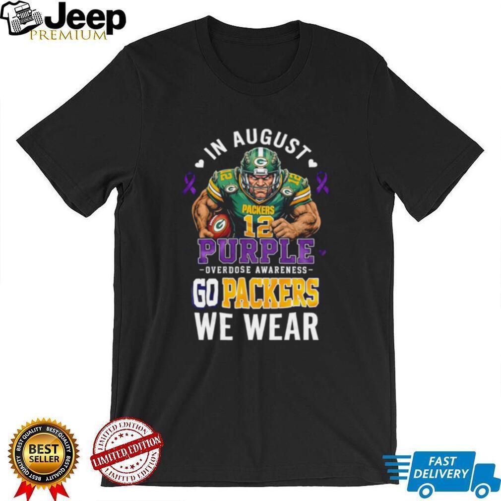 Green Bay Packers In August We Wear Purple Overdose Awareness shirt