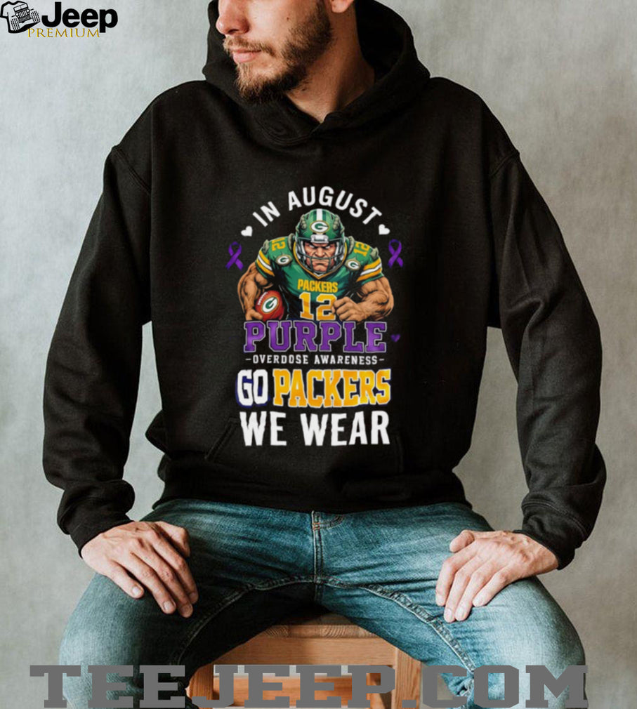 Green Bay Packers In August We Wear Purple Overdose Awareness shirt