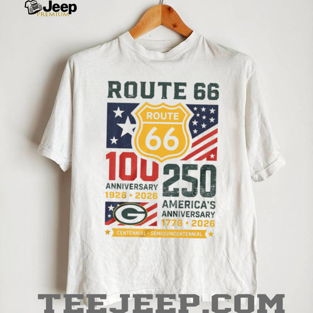 Green Bay Packers Route 66 Centennial & America’s 250th Anniversary Tribute T Shirt