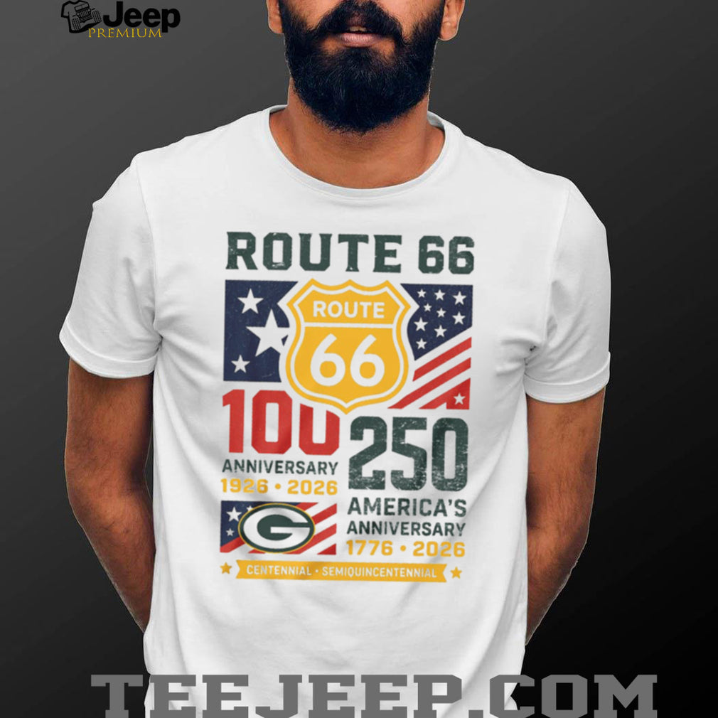 Green Bay Packers Route 66 Centennial & America’s 250th Anniversary Tribute T Shirt