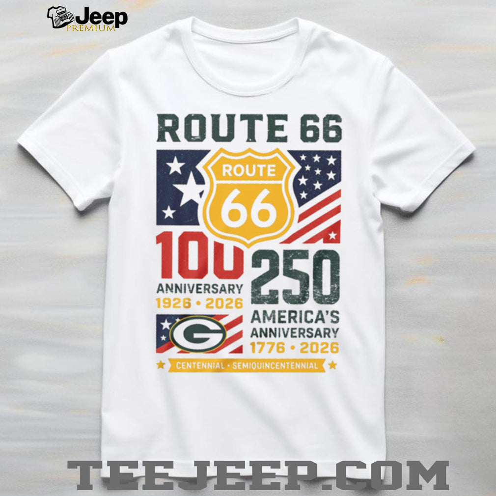 Green Bay Packers Route 66 Centennial & America’s 250th Anniversary Tribute T Shirt