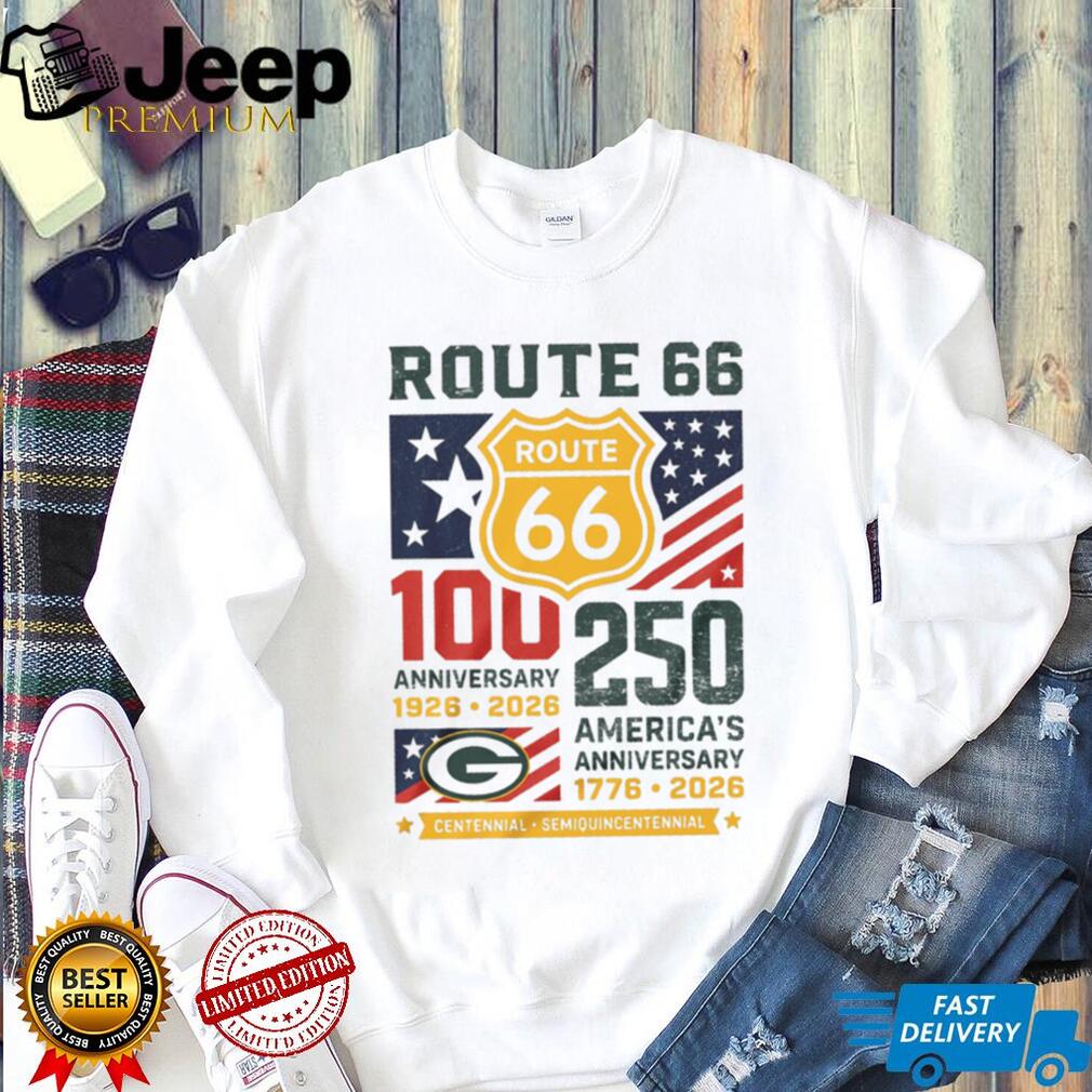 Green Bay Packers Route 66 Centennial & America’s 250th Anniversary Tribute T Shirt