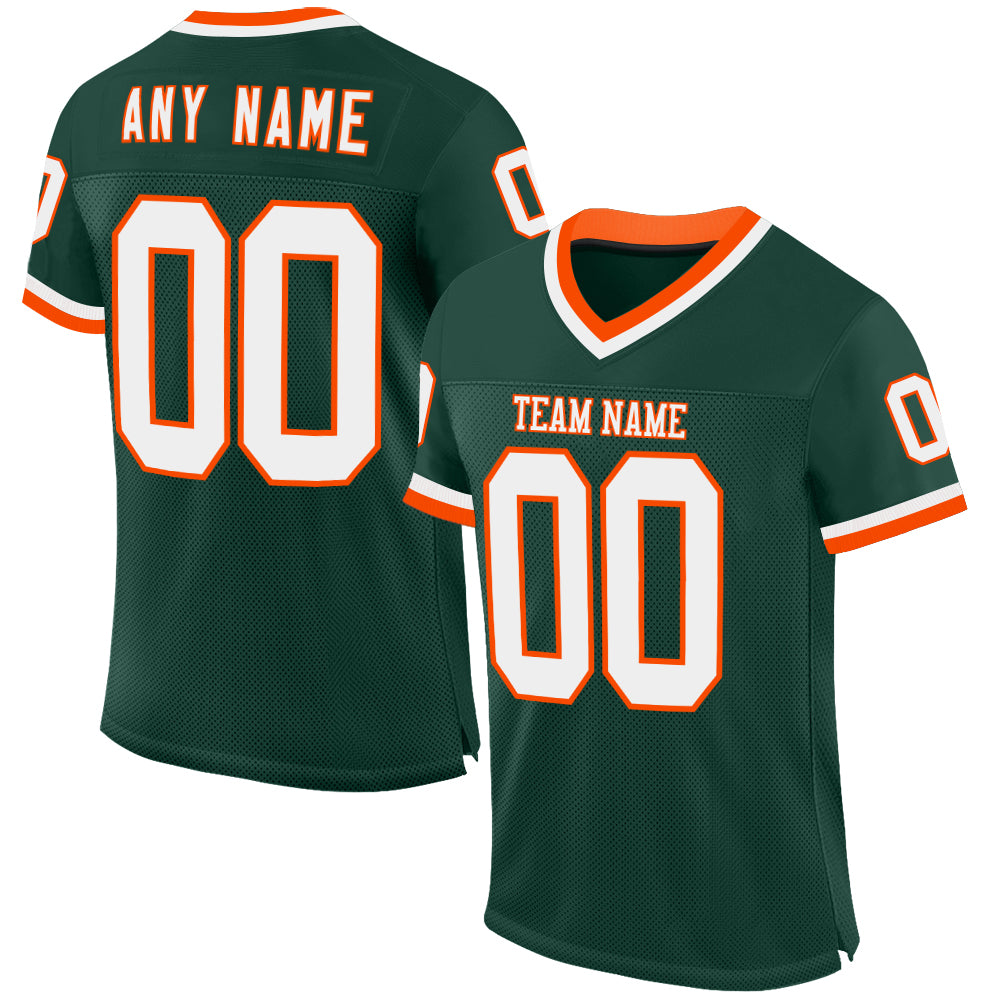Custom Green White-Orange Mesh Authentic Throwback Football Jersey T-Shirts, Hoodie, Sweatshirt | WearSparks.com (Image 1)