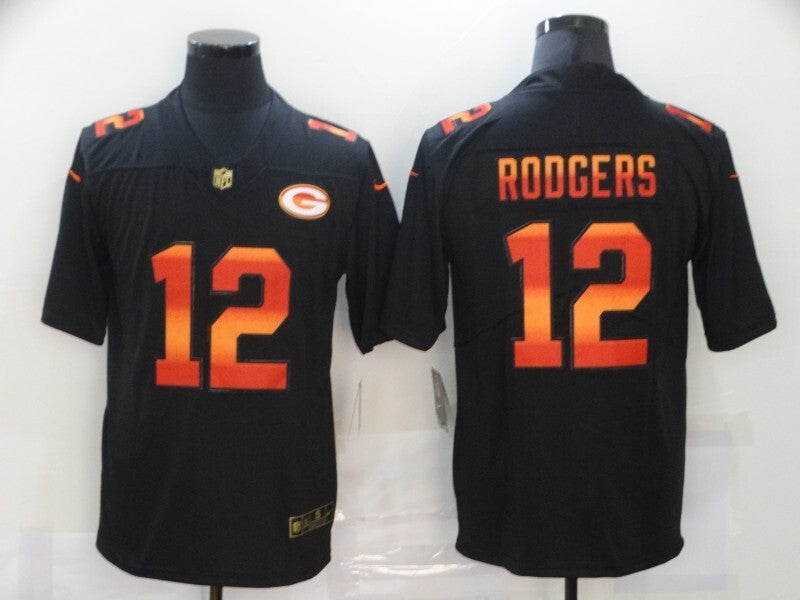 Green Bay Packers #12 Aaron Rodgers Black Rainbow 051