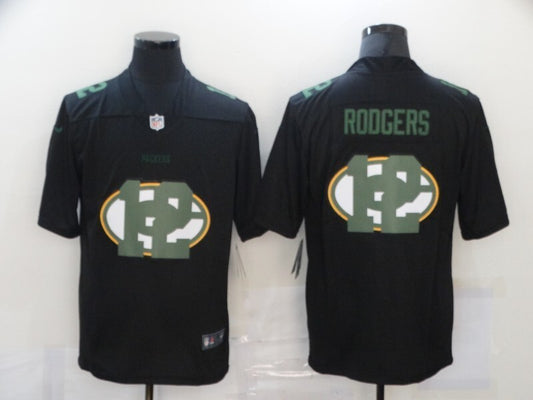 Green Bay Packers #12 Aaron Rodgers Black Shadow 803